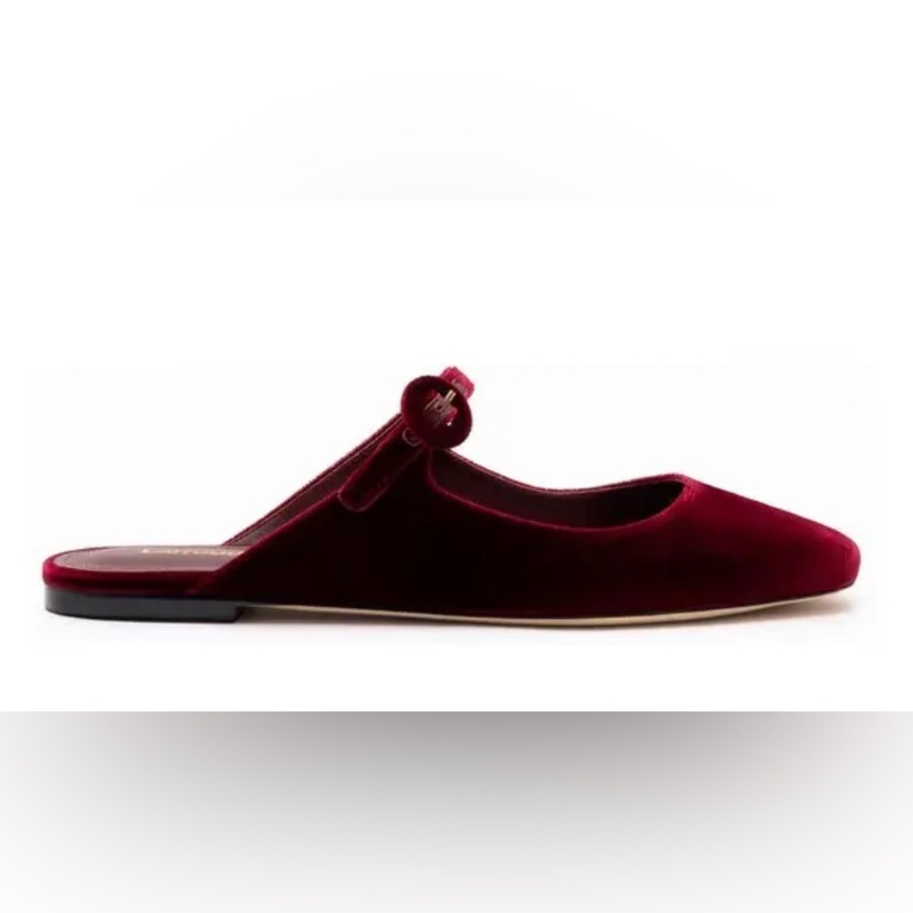 Larroudé Blair Mule Ballet Flat In Wine Velvet - Picture 10 of 11